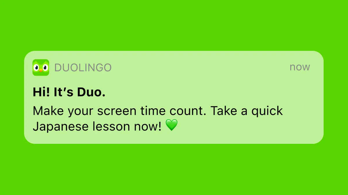 Duolingo uses push notifications to engage customers