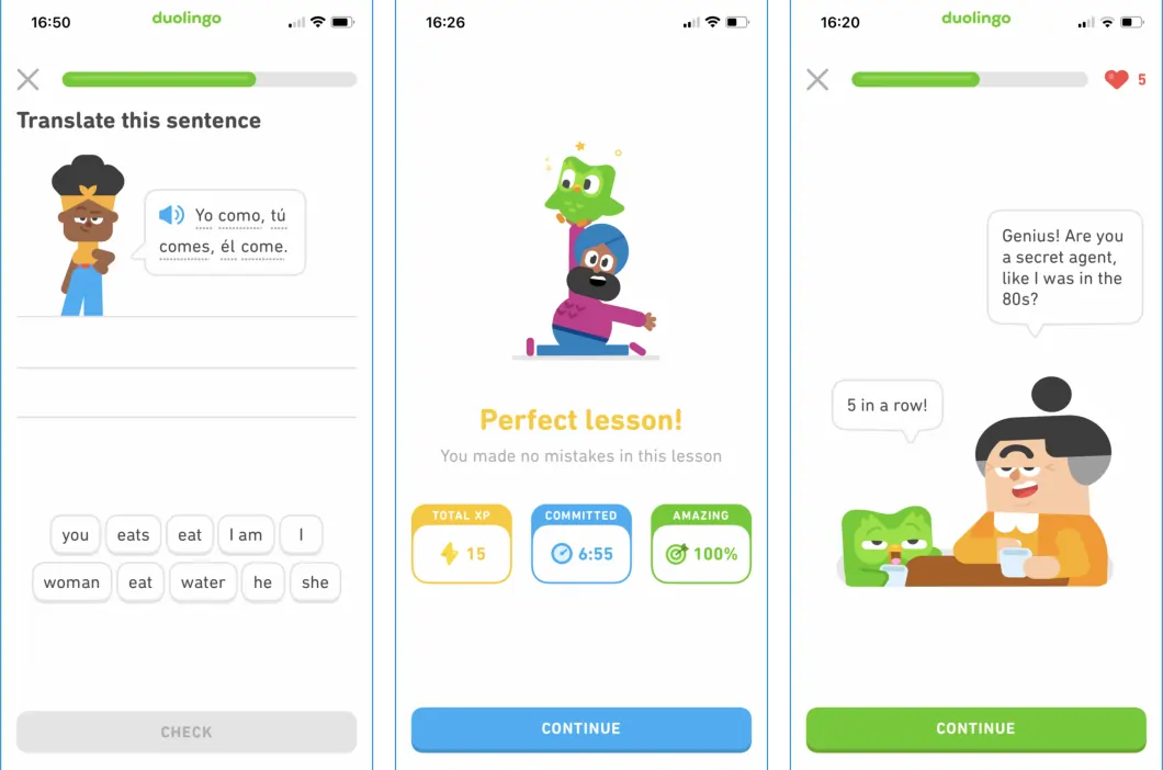 Conversational interfaces by Duolingo